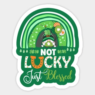 Not Lucky Just Blessed Rainbow Gnome Clover St Patrick's Day Sticker